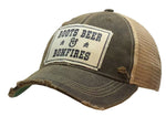 "Boots Beer & Bonfires" Distressed Trucker Cap