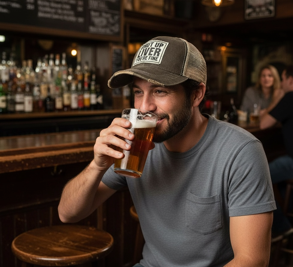 "Shut Up Liver Your Fine" Distressed Trucker Cap