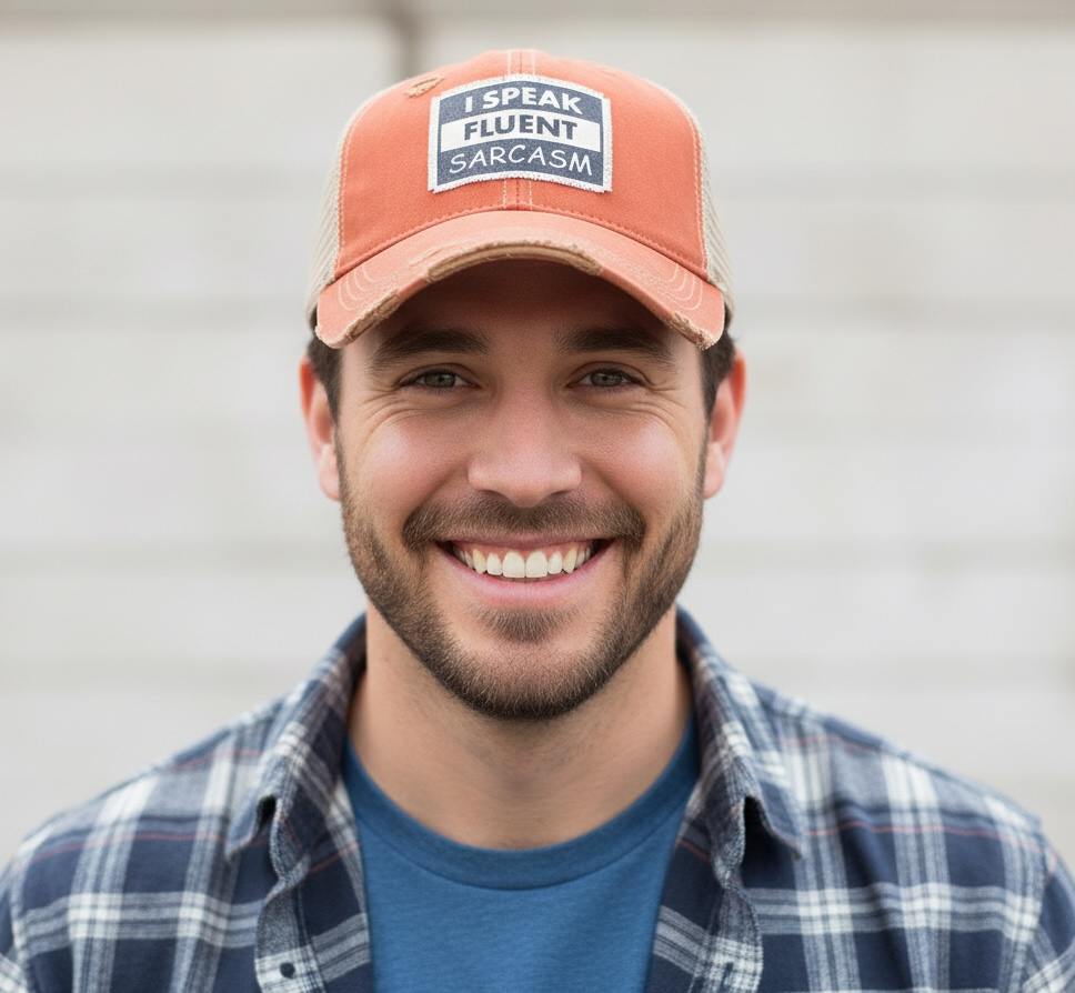 "I Speak Fluent Sarcasm" Distressed Trucker Cap