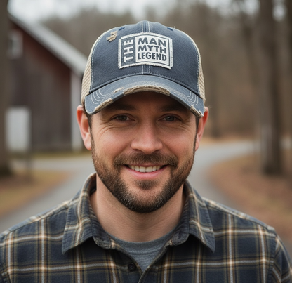 "The Man The Myth The Legend" Distressed Trucker Cap