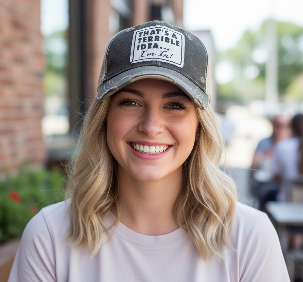 "That's a Terrible Idea.........I'm In!" Distressed Trucker Cap