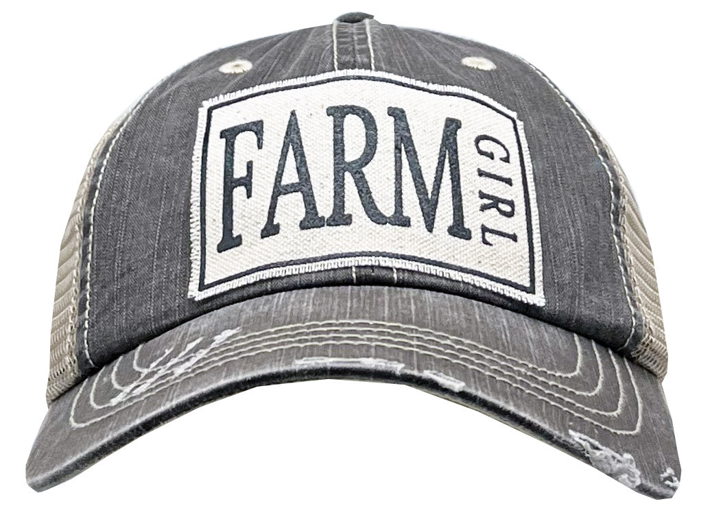 "Farm Girl" Distressed Trucker Cap