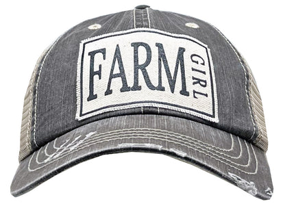 "Farm Girl" Distressed Trucker Cap