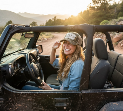 "Jeep Girl" Distressed Trucker Cap