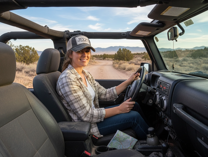 "Jeep Girl" Distressed Trucker Cap