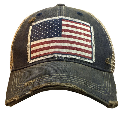 "American Flag USA" Vintage Distressed Trucker Cap