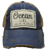 "Ocean Girl" Distressed Trucker Cap