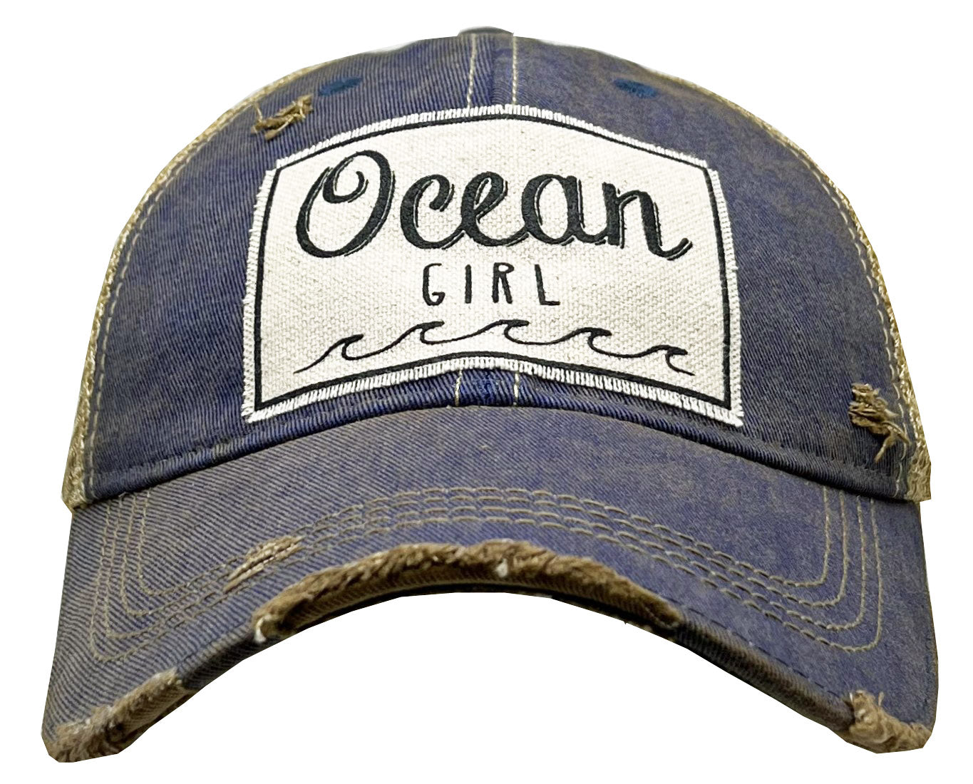 "Ocean Girl" Distressed Trucker Cap