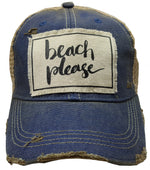 "Beach Please" Distressed Trucker Cap