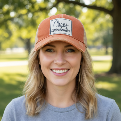 "Chaos Coordinator" Distressed Trucker Cap