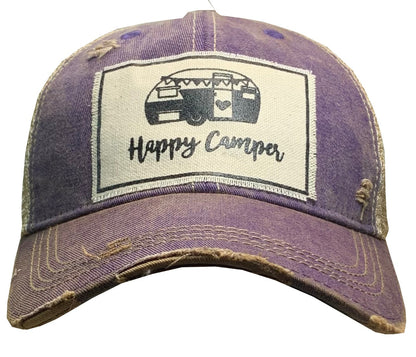 "Happy Camper" Distressed Trucker Cap