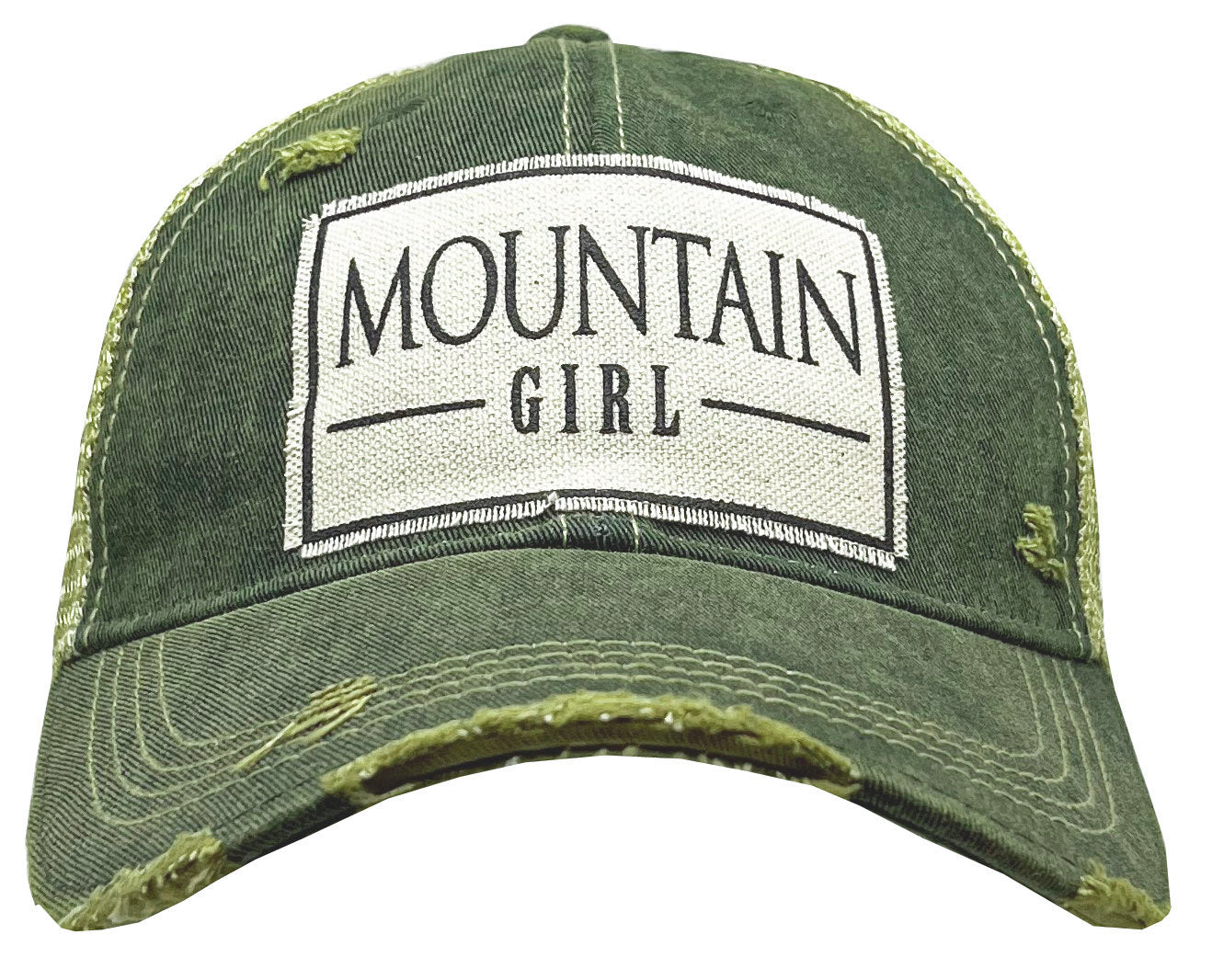 "Mountain Girl" Distressed Trucker Cap