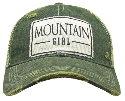 "Mountain Girl" Distressed Trucker Cap