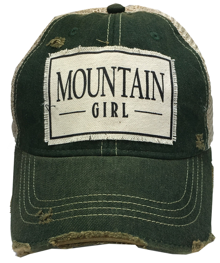"Mountain Girl" Distressed Trucker Cap