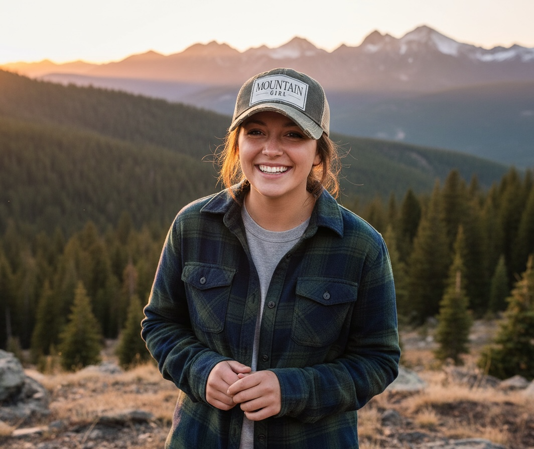 "Mountain Girl" Distressed Trucker Cap