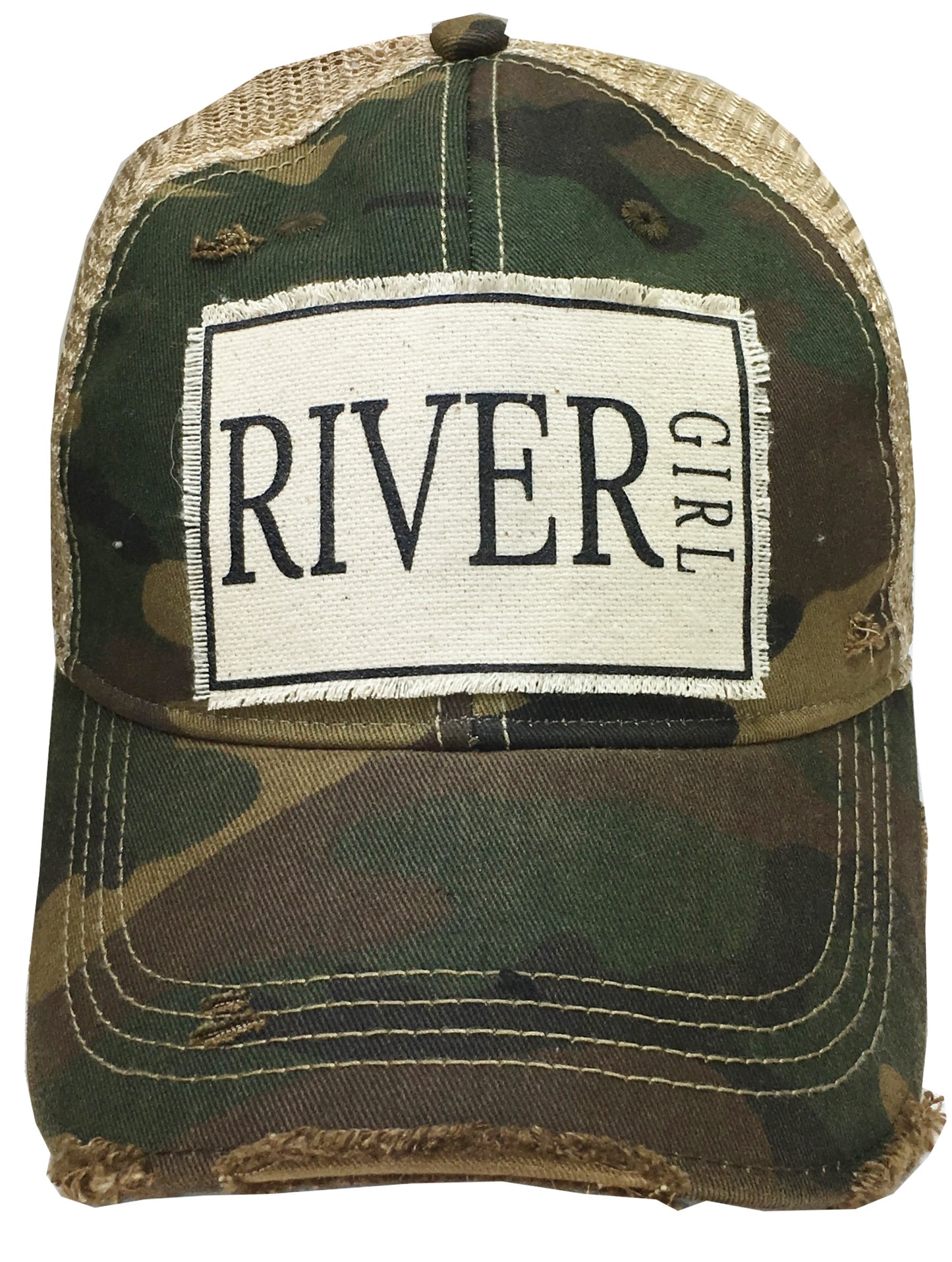 "River Girl" Distressed Trucker Cap