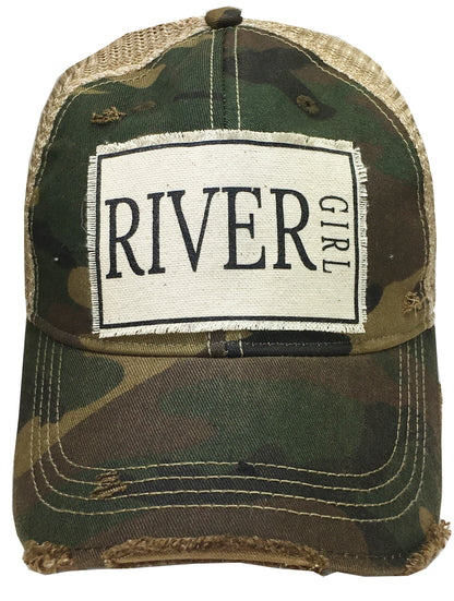"River Girl" Distressed Trucker Cap