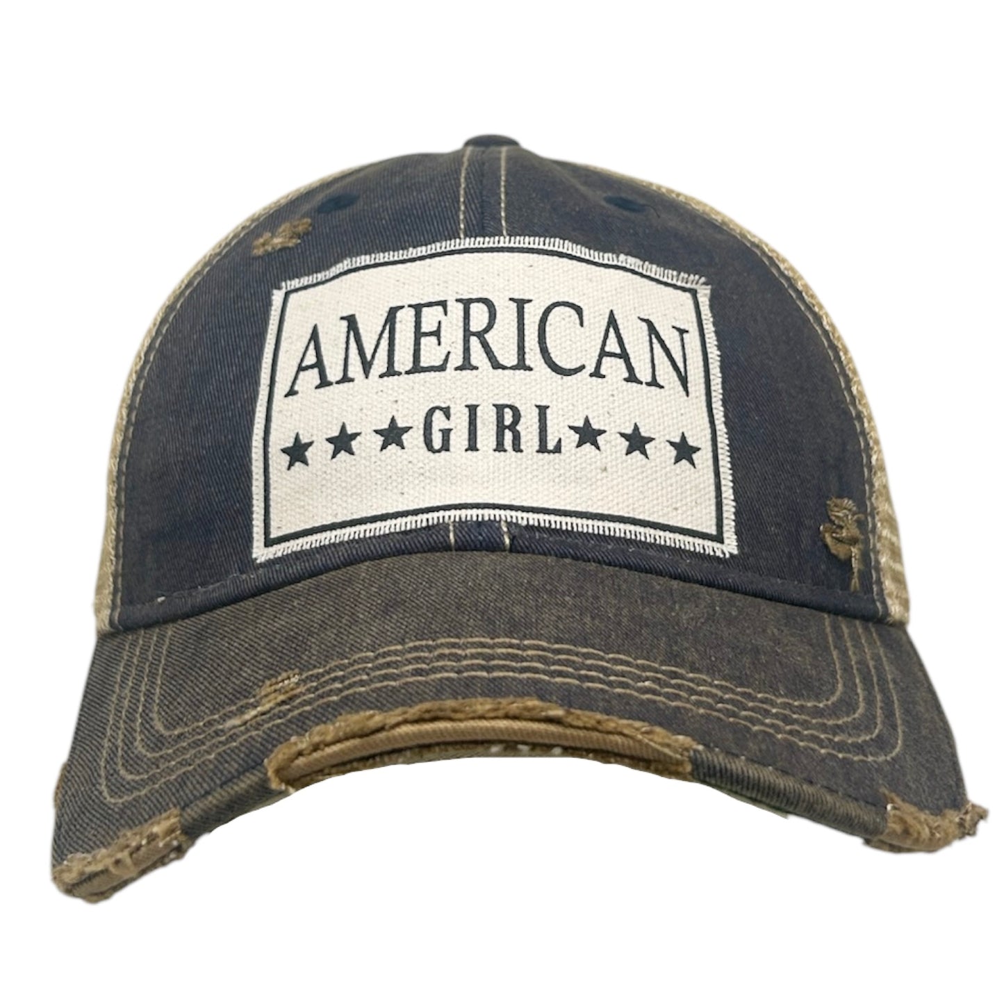 "American Girl" Distressed Trucker Cap