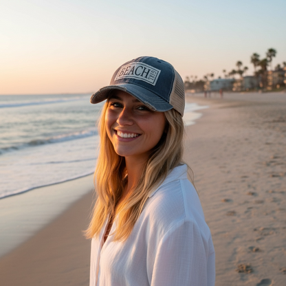 "Beach Girl" Distressed Trucker Cap
