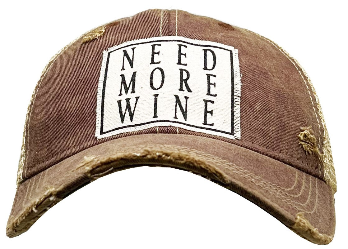 "Need More Wine" Distressed Trucker Cap