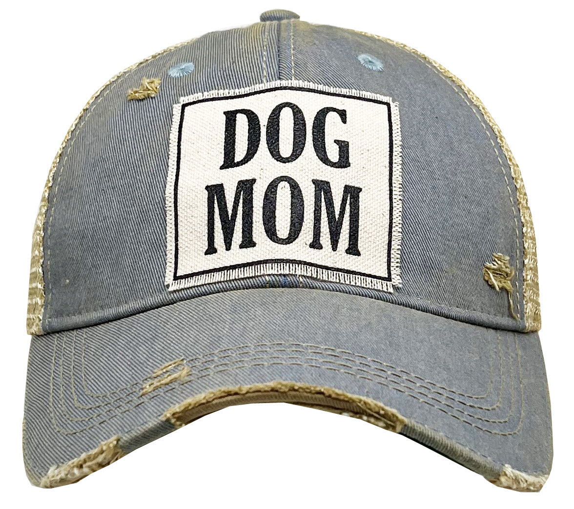 "DOG MOM" Distressed Trucker Cap
