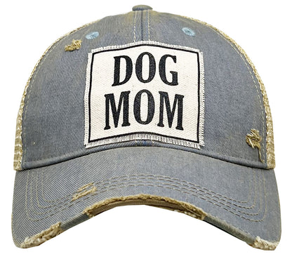 "DOG MOM" Distressed Trucker Cap