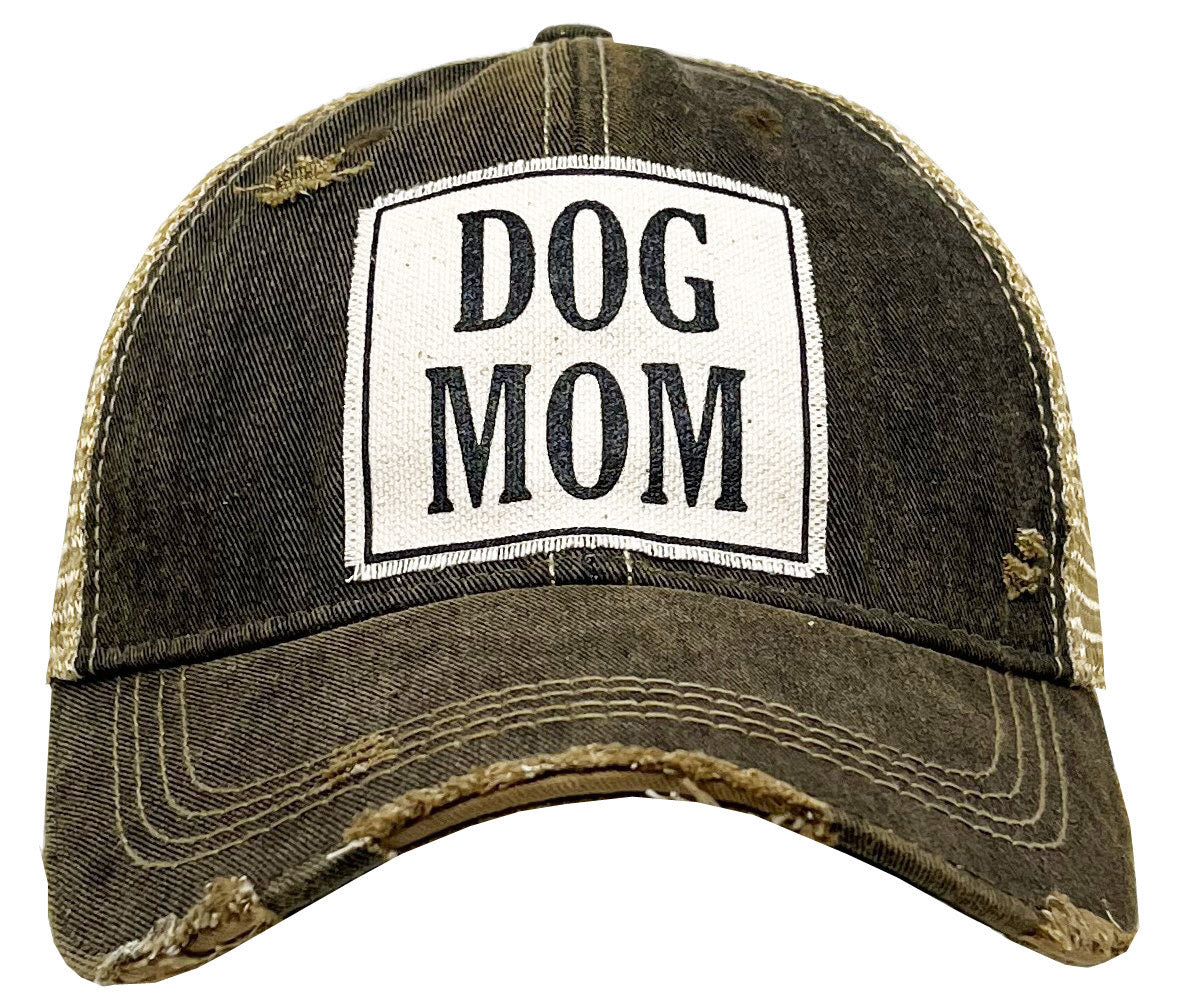 "DOG MOM" Distressed Trucker Cap