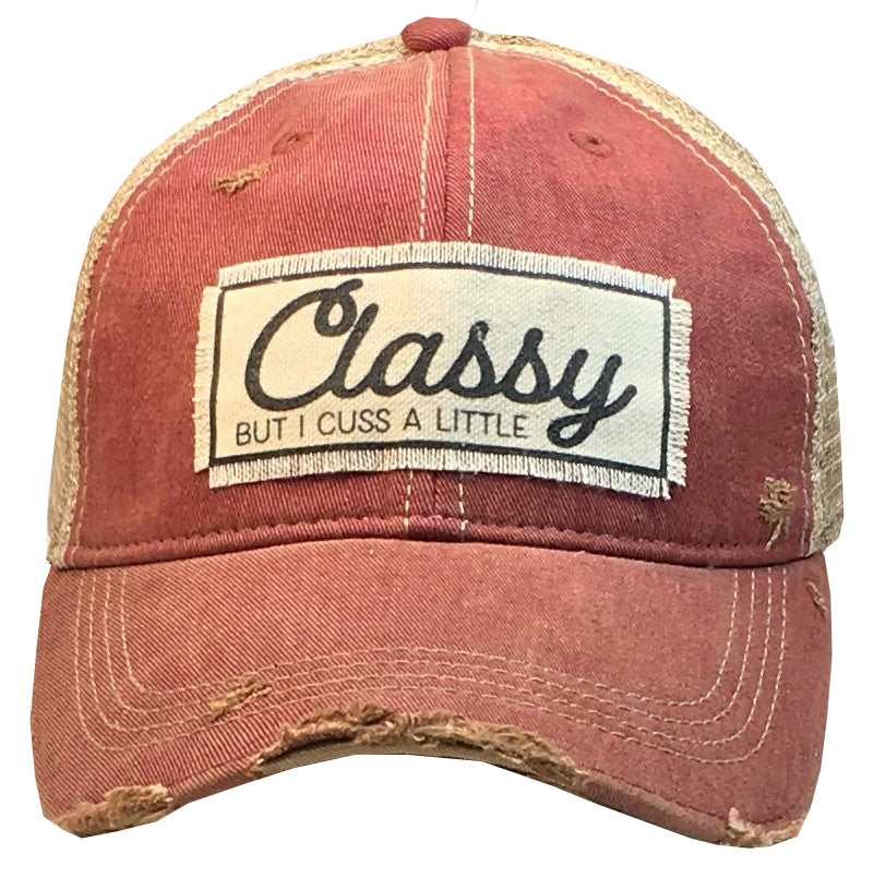 "Classy But I Cuss A Little" Distressed Trucker Cap