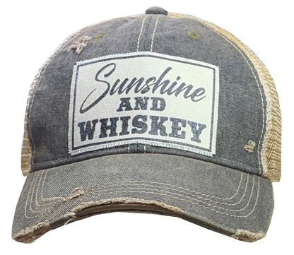 "Sunshine & Whiskey" Distressed Trucker Cap