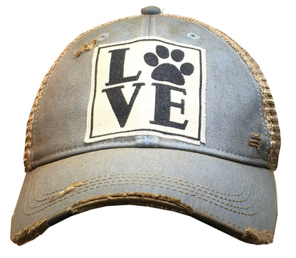 "LOVE (Paw)" Distressed Trucker Cap