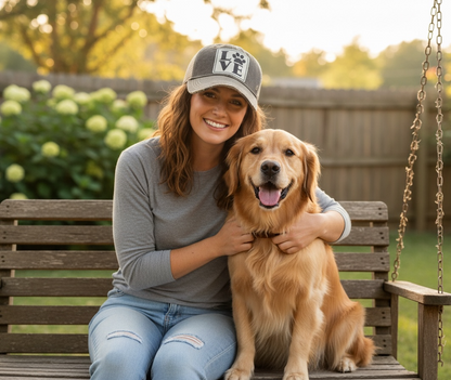"LOVE (Paw)" Distressed Trucker Cap