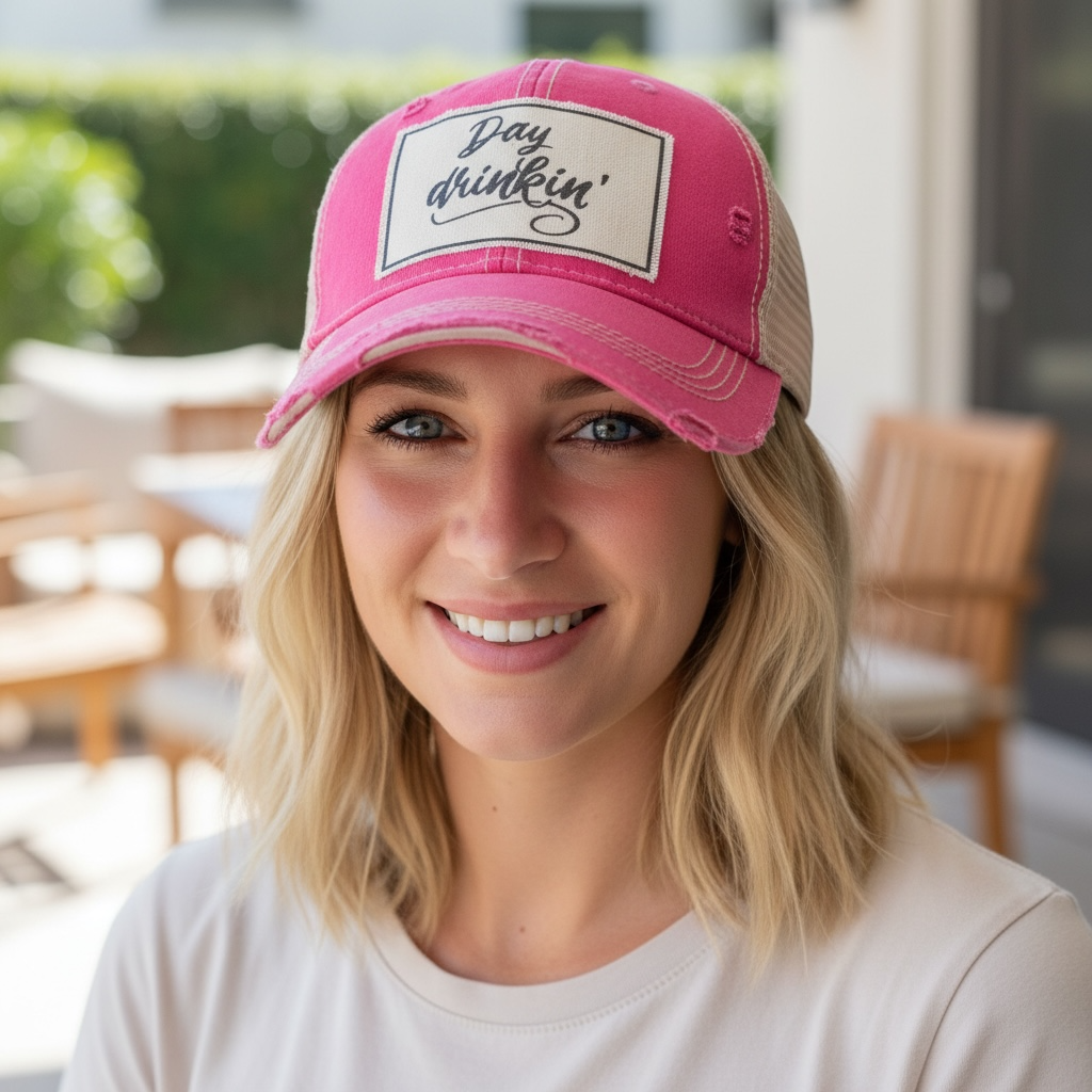 "Day Drinkin' " Distressed Trucker Cap