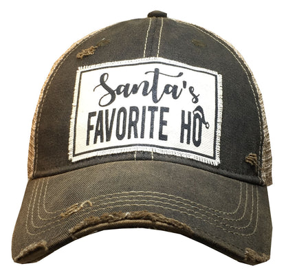 "Santa's Favorite HO" Distressed Trucker Cap