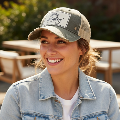 "Day Drinkin' " Distressed Trucker Cap