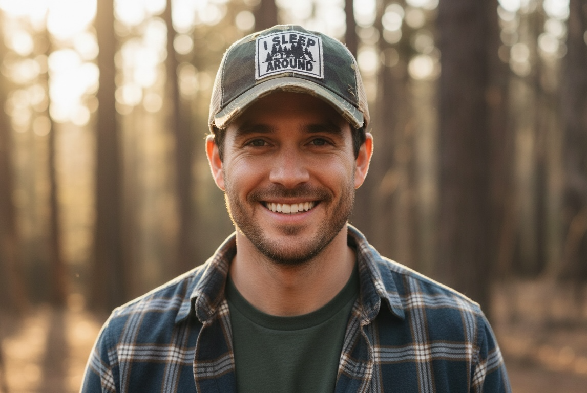 "I Sleep Around" Distressed Trucker Cap