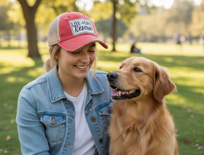 "Live Love Rescue" Distressed Trucker Cap