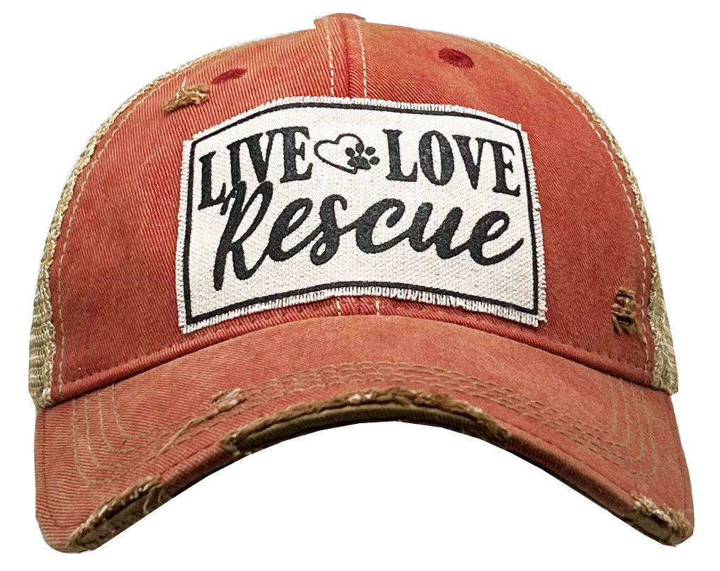 "Live Love Rescue" Distressed Trucker Cap