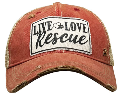 "Live Love Rescue" Distressed Trucker Cap