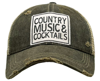 "Country Music & Cocktails" Distressed Trucker Cap