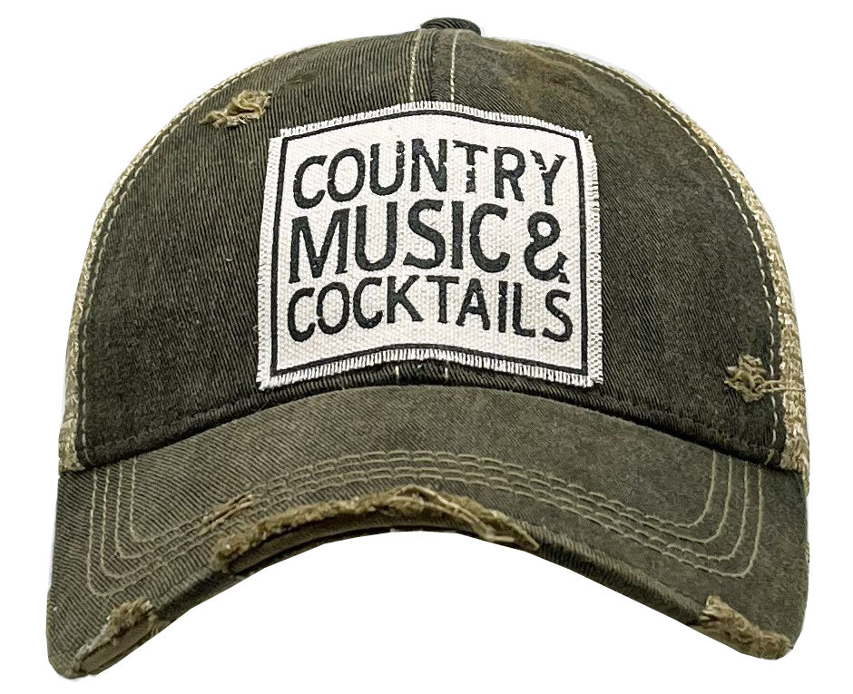 "Country Music & Cocktails" Distressed Trucker Cap