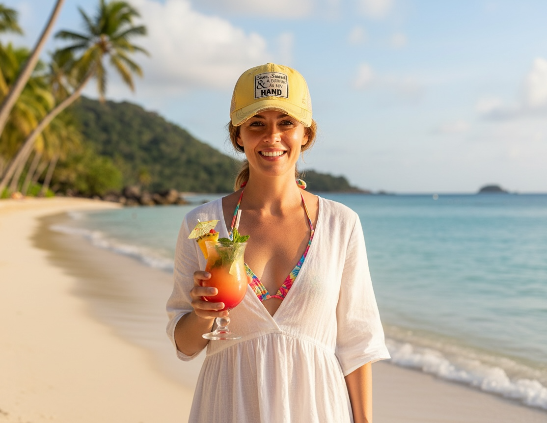 "Sun Sand & A Drink In My Hand" Trucker Cap