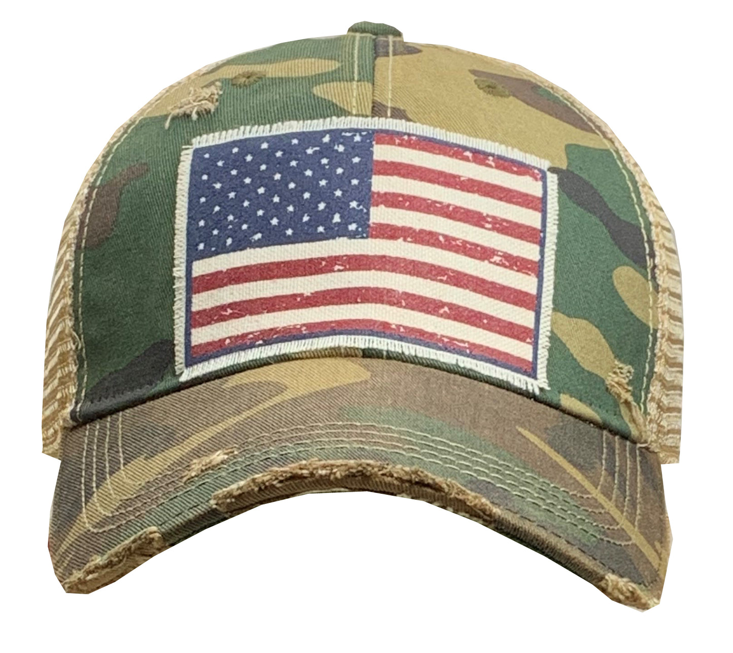 "American Flag USA" Vintage Distressed Trucker Cap