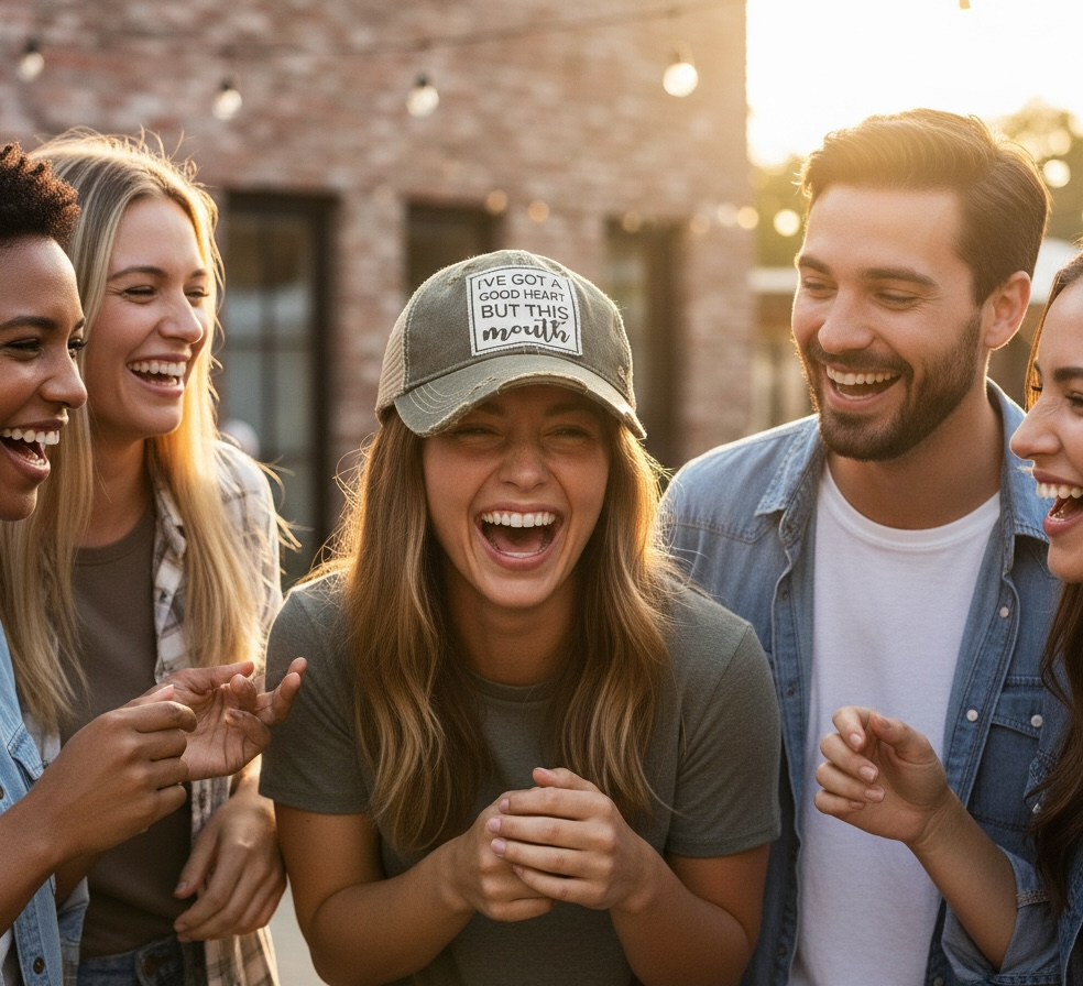 "I've Got A Good Heart But This Mouth" Distressed Trucker Cap