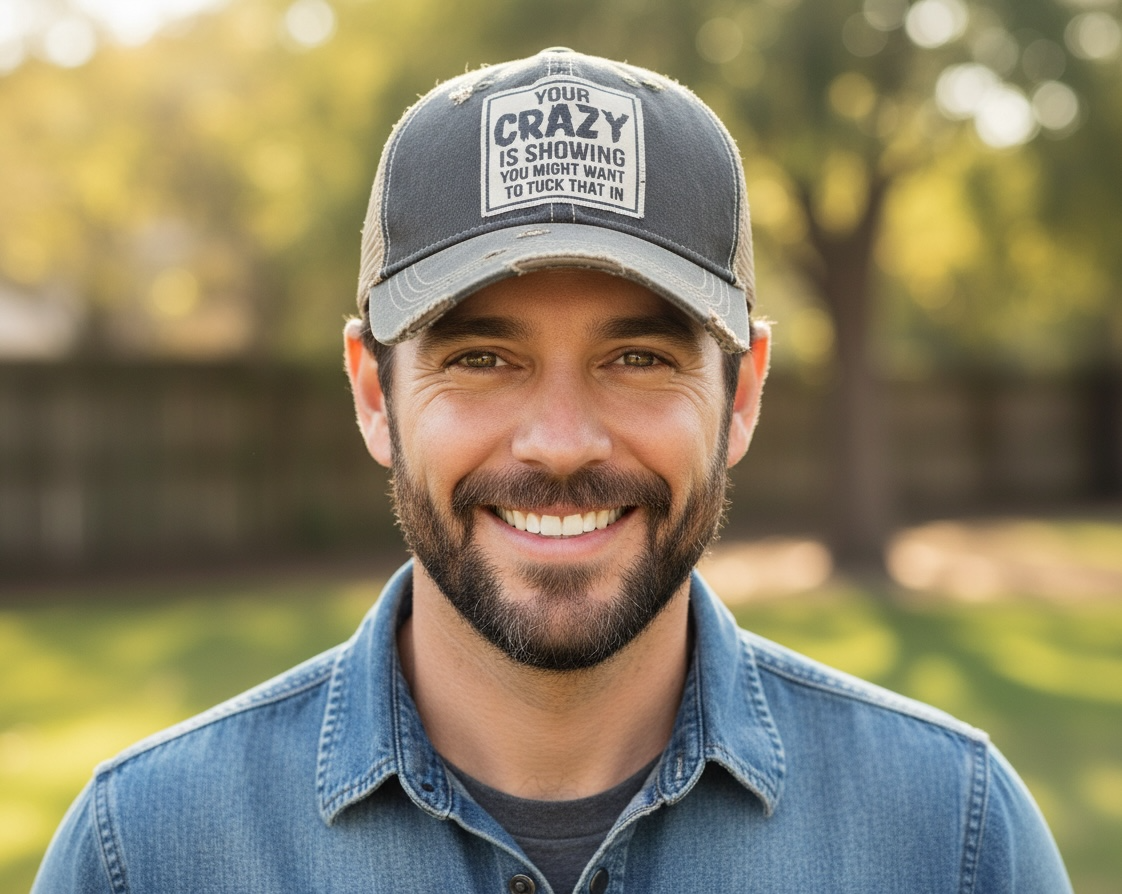 "Your Crazy Is Showing You Might Want To Tuck That In" Distressed Trucker Cap