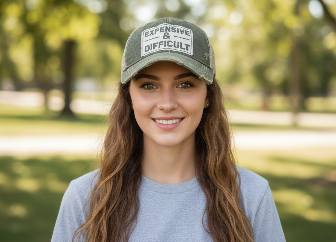 "Expensive & Difficult"  Distressed Trucker Cap