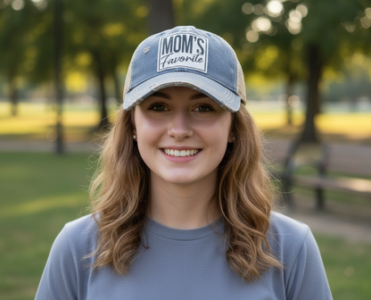 "Mom's Favorite" Distressed Trucker Cap