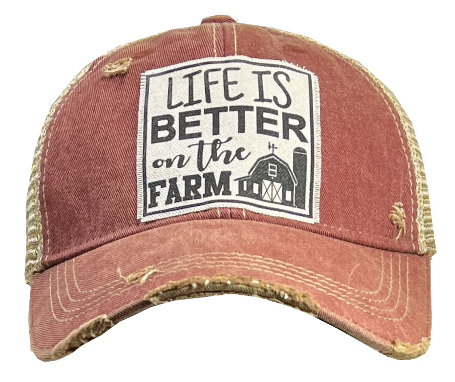 "Life Is Better On The Farm" Distressed Trucker Cap