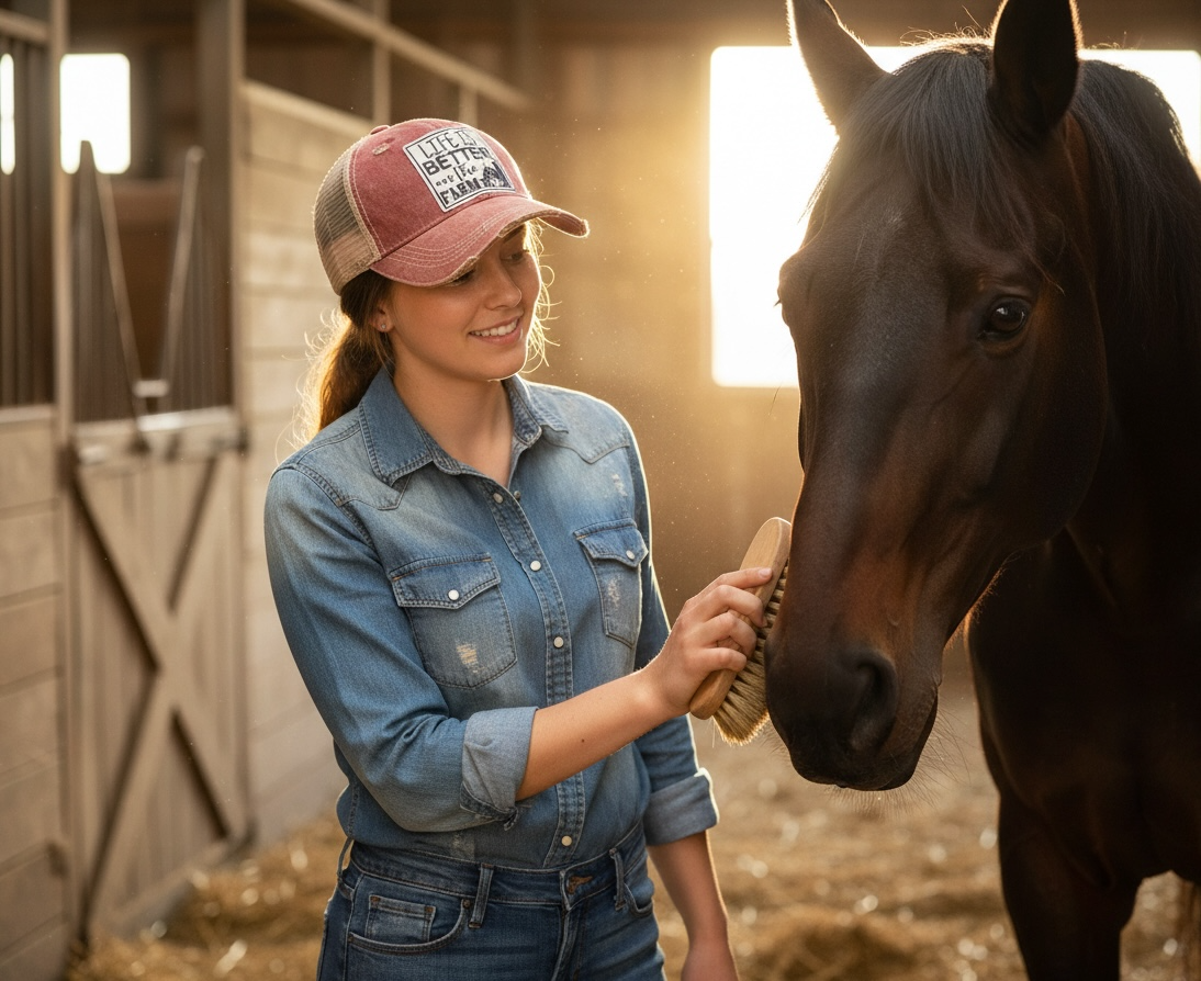 "Life Is Better On The Farm" Distressed Trucker Cap