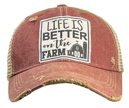 "Life Is Better On The Farm" Distressed Trucker Cap