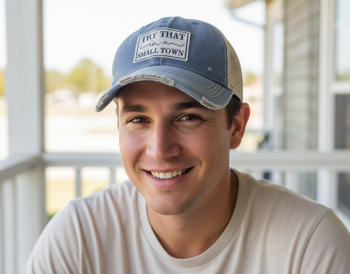 "Try That In A Small Town" Distressed Trucker Cap
